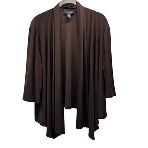 Vintage R & M Richards Cardigan Sz XL Solid Dark Brown Open Asymmetrical 90s Y2K